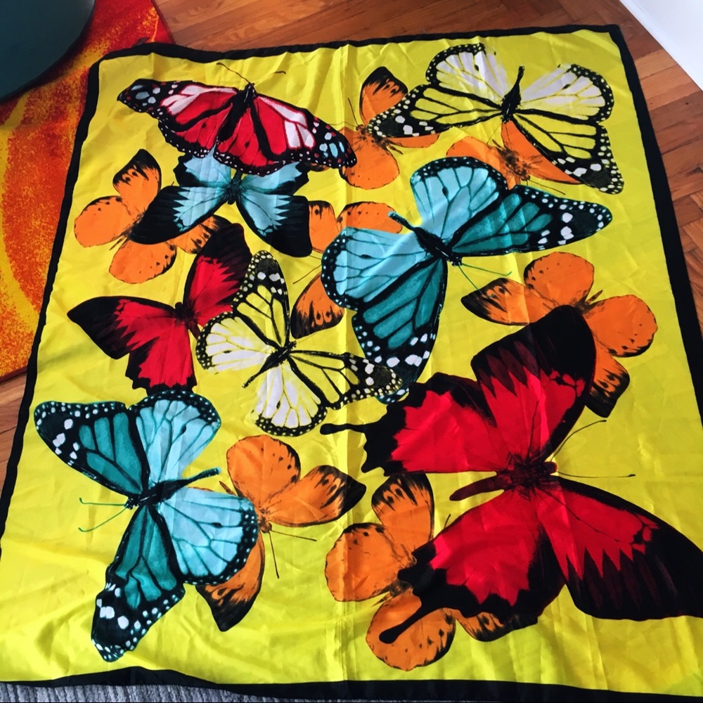 H&M Vibrant Butterfly Scarf - Red, Blue, Orange